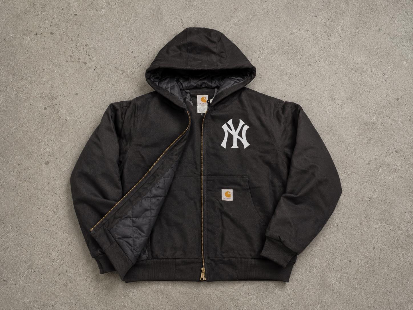Carhartt NY Yankees Reworked Jacket, Vintage Hooded Workwear Coat Y2K Fashion, Size M