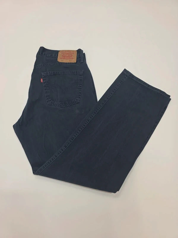 Levi's 551 Relaxed Fit Dark Blue Jeans W35 L31 Vintage Style