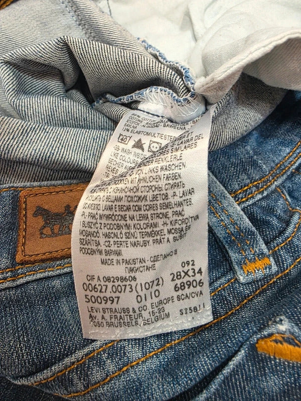 Levi's 627 Straight Fit Jeans W28 L34 Women's Blue Stretch Denim