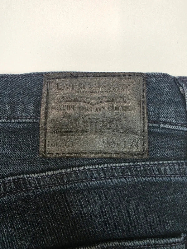 Levi's 511 Slim Fit Jeans W34 L34 Dark Wash Blue Denim Men's Made In Egypt