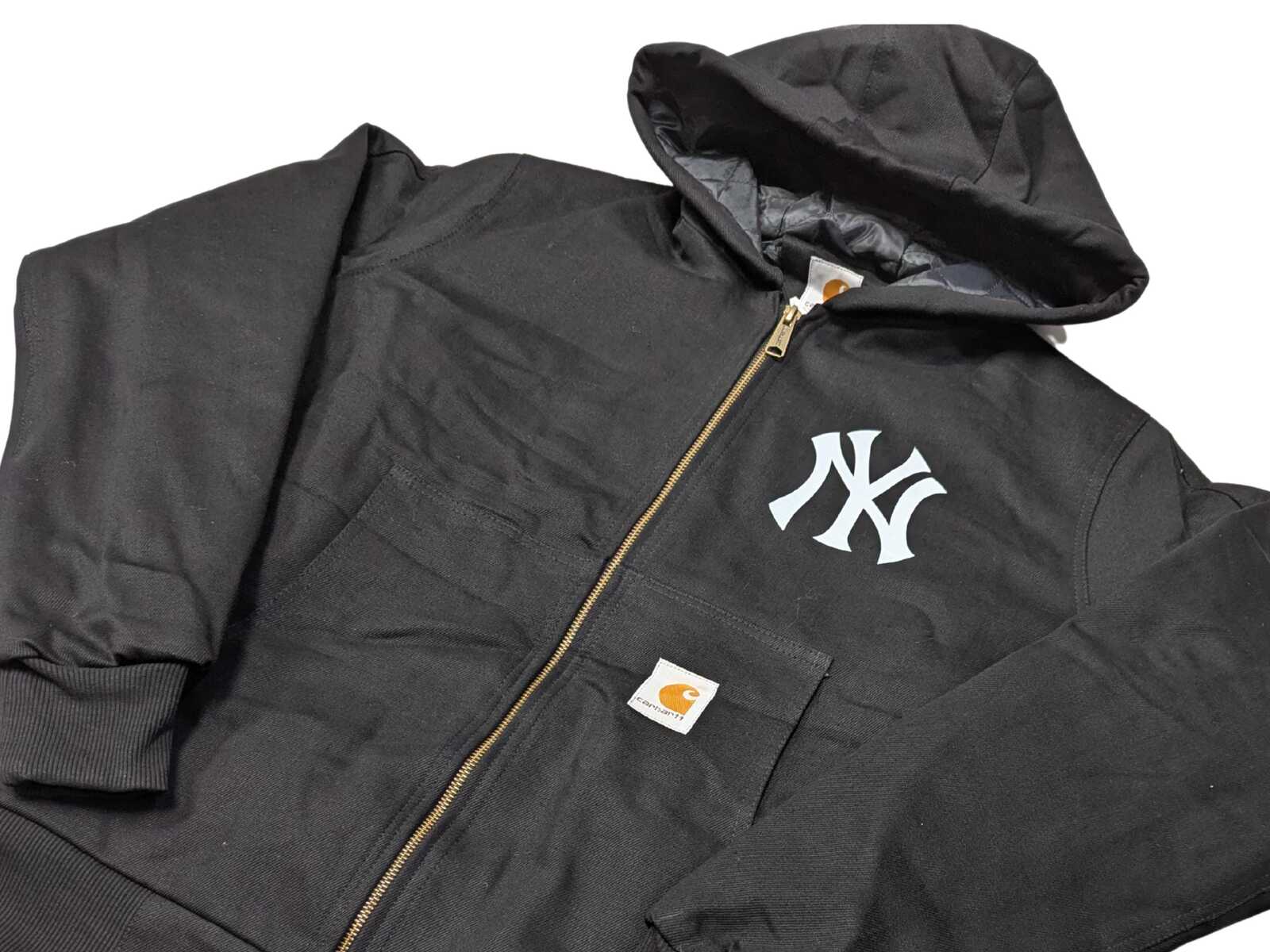 Carhartt NY Yankees Reworked Jacket, Vintage Hooded Workwear Coat Y2K Fashion, Size M