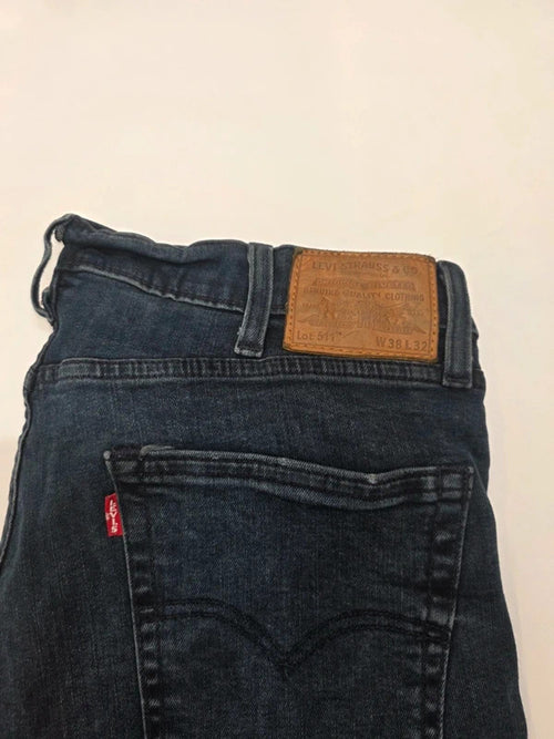 Levi's 511 Slim Fit Jeans W38 L32 Dark Blue Denim Men's Straight Leg