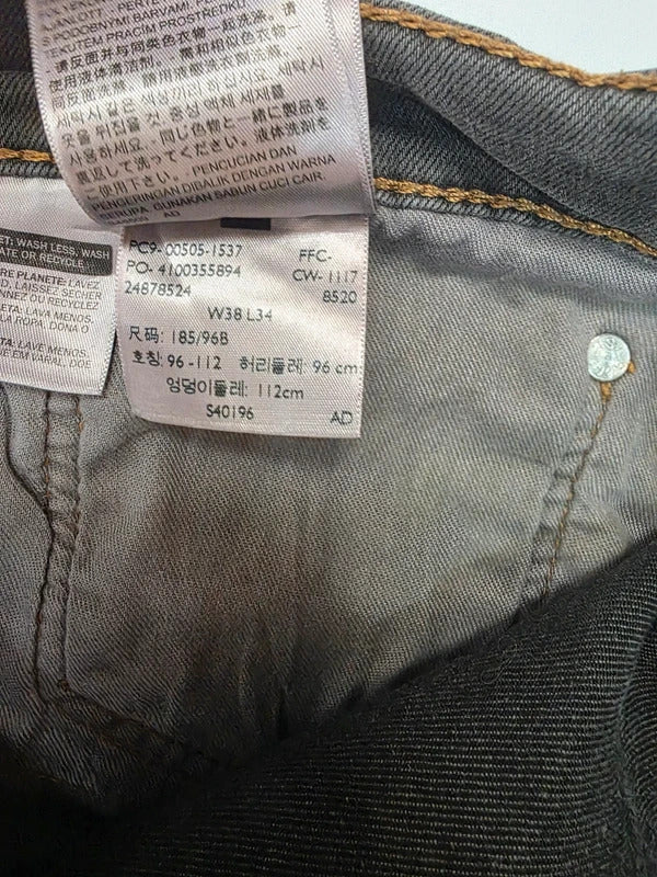 Levi's 505 Regular Fit Straight Leg Grey Jeans W38 L34 Denim