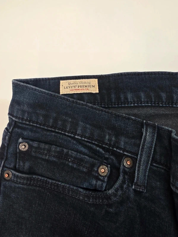 Levi's 511 Slim Fit Jeans W34 L34 Dark Wash Blue Denim Men's Made In Egypt