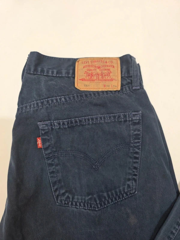 Levi's 551 Relaxed Fit Dark Blue Jeans W35 L31 Vintage Style