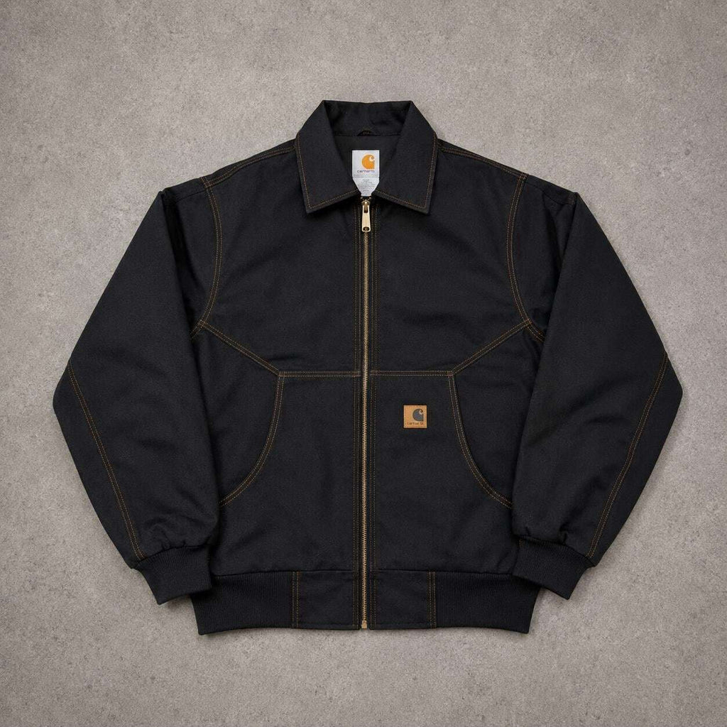 Vintage Style Carhartt Detroit Jacket: Black wash Canvas Workwear Coat