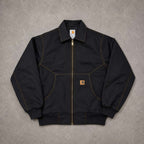 Vintage Style Carhartt Detroit Jacket: Black wash Canvas Workwear Coat
