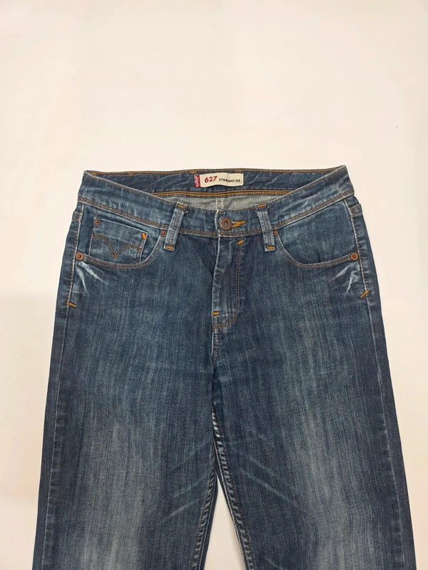 Levi's 627 Straight Fit Jeans W28 L34 Women's Blue Stretch Denim