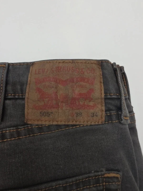 Levi's 505 Regular Fit Straight Leg Grey Jeans W38 L34 Denim
