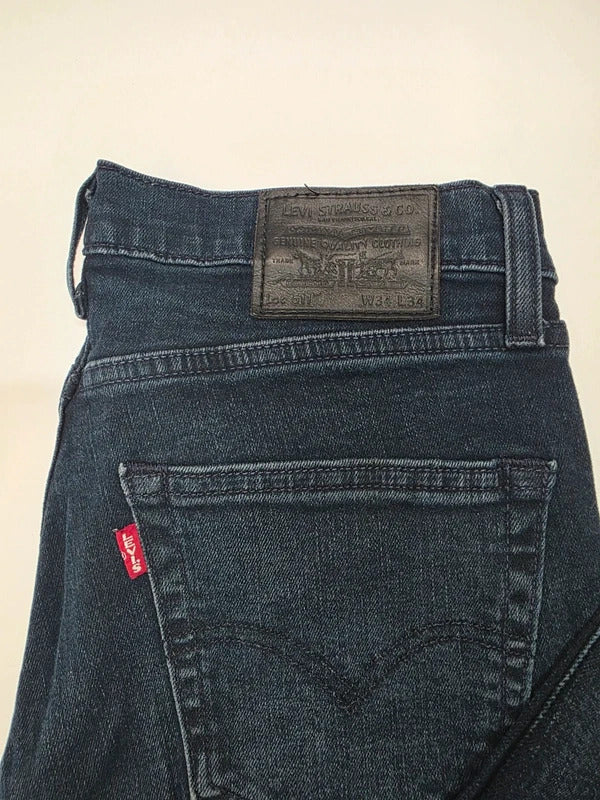 Levi's 511 Slim Fit Jeans W34 L34 Dark Wash Blue Denim Men's Made In Egypt